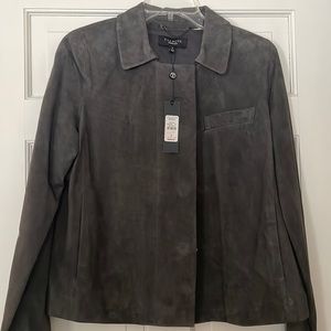 NWT Talbots grey brushed leather jacket.